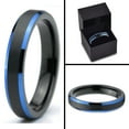 thumbnail image 4 of P. Manoukian Tungsten Wedding Band Ring 4mm for Men Women Black Blue Beveled Edge Brushed Lifetime Guarantee Size 9, 4 of 4