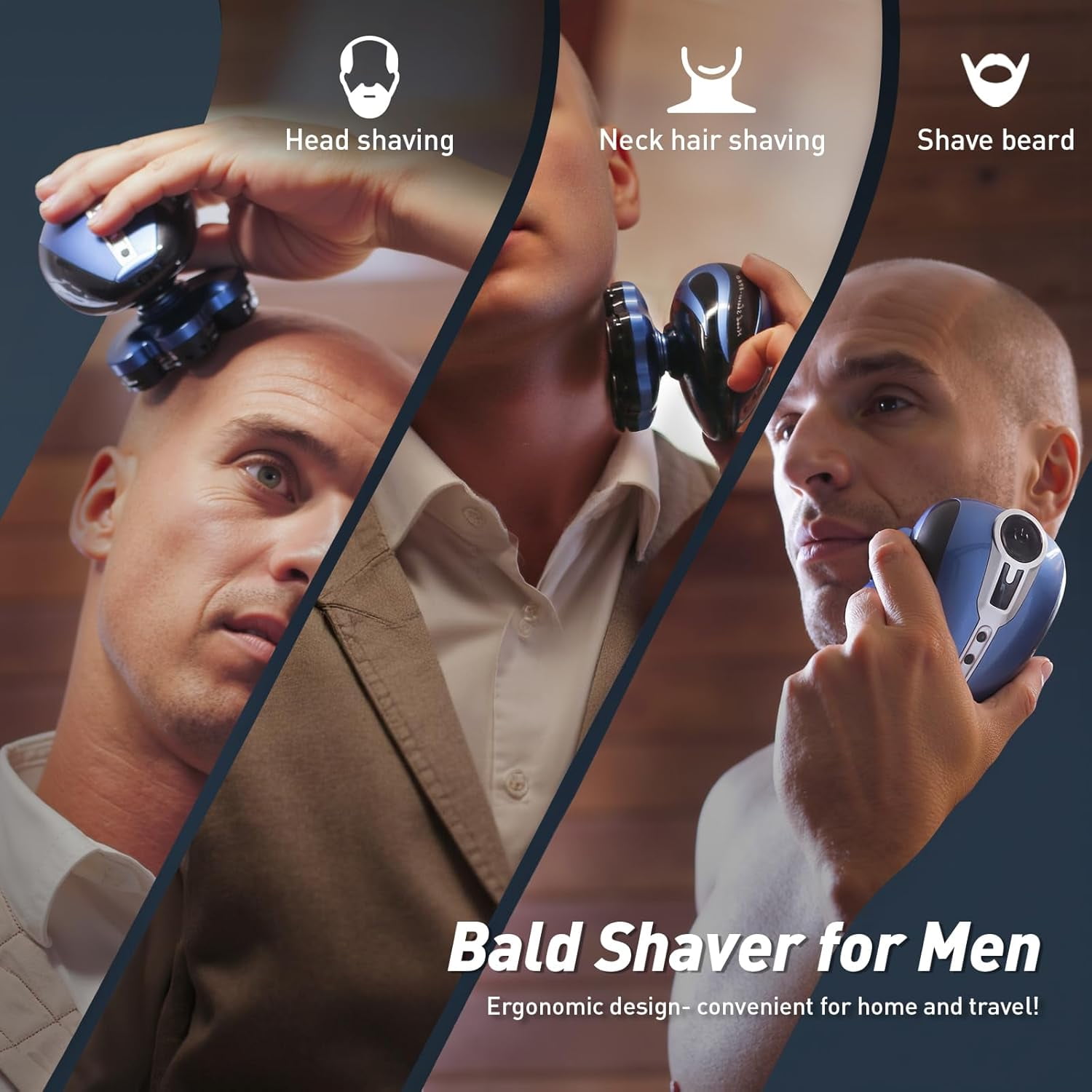 Nogroa Head Shavers for Bald Men, Upgraded Magnetic Detachable Electric Razor, 7D Rotary Shaver, IPX6 Waterproof Wet/Dry Hair Beard Trimmer, Grooming Shaving Kit with LED Display&Type-C Fast Charging