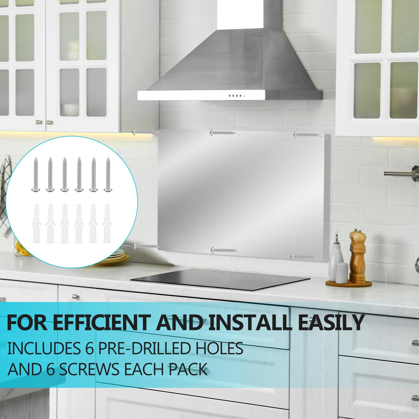 30" X 16" Thicken Heavy Range Hoods Stainless Steel Backsplash Panel Splatter Guard For Stovetop 6 Pre Drilled Holes Easy Installation Keep The Walls Clean  Bright And Beautiful (30" 16")