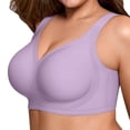 thumbnail image 2 of Siminsem Wireless Supportive Bra for Older Women Plus Size Full Coverage No Underwire Seamless Everyday Comfortable Wide Straps Back Smoothing Lifting Breathable Daily, Purple,XXXL, 2 of 9