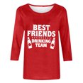 thumbnail image 5 of BangWanChi Shirts for Women Trendy Women's Fashion Casual Color Letters Printing Round Neck 3/4 Sleeve T-shirt Tops Blouse, 5 of 5