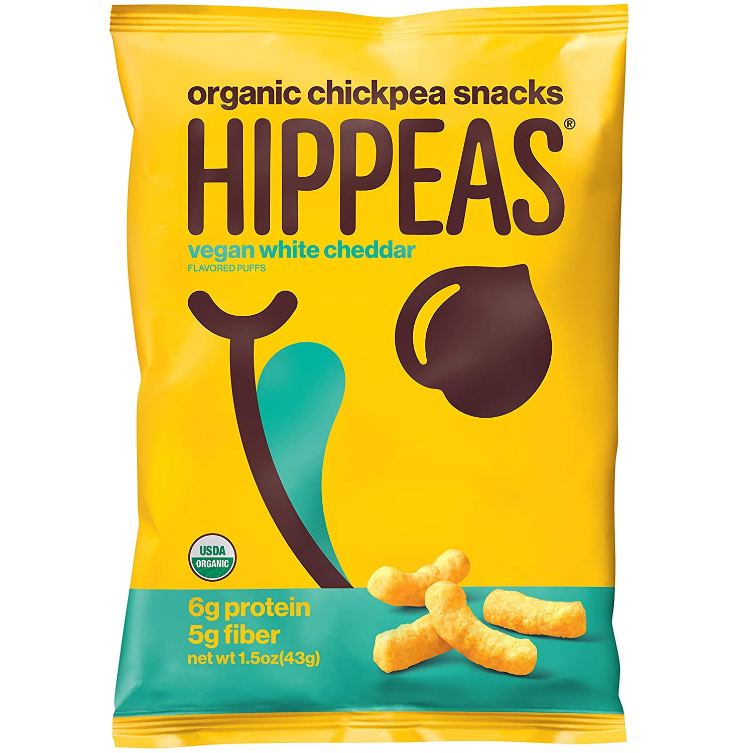HIPPEAS Organic Chickpea Puffs + Vegan White Cheddar 1.5 ounce, 12