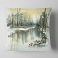 thumbnail image 2 of Designart River in Winter - Landscape Painting Throw Pillow - 16x16, 2 of 5