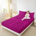 thumbnail image 4 of Manfei Cheetah Pattern Full Size Sheets,Wild Animal Bed Sheets,Hotpink Leopard Print Sheet Sets For Boys Kids,Breathable Home Decor,4-Piece, 4 of 7