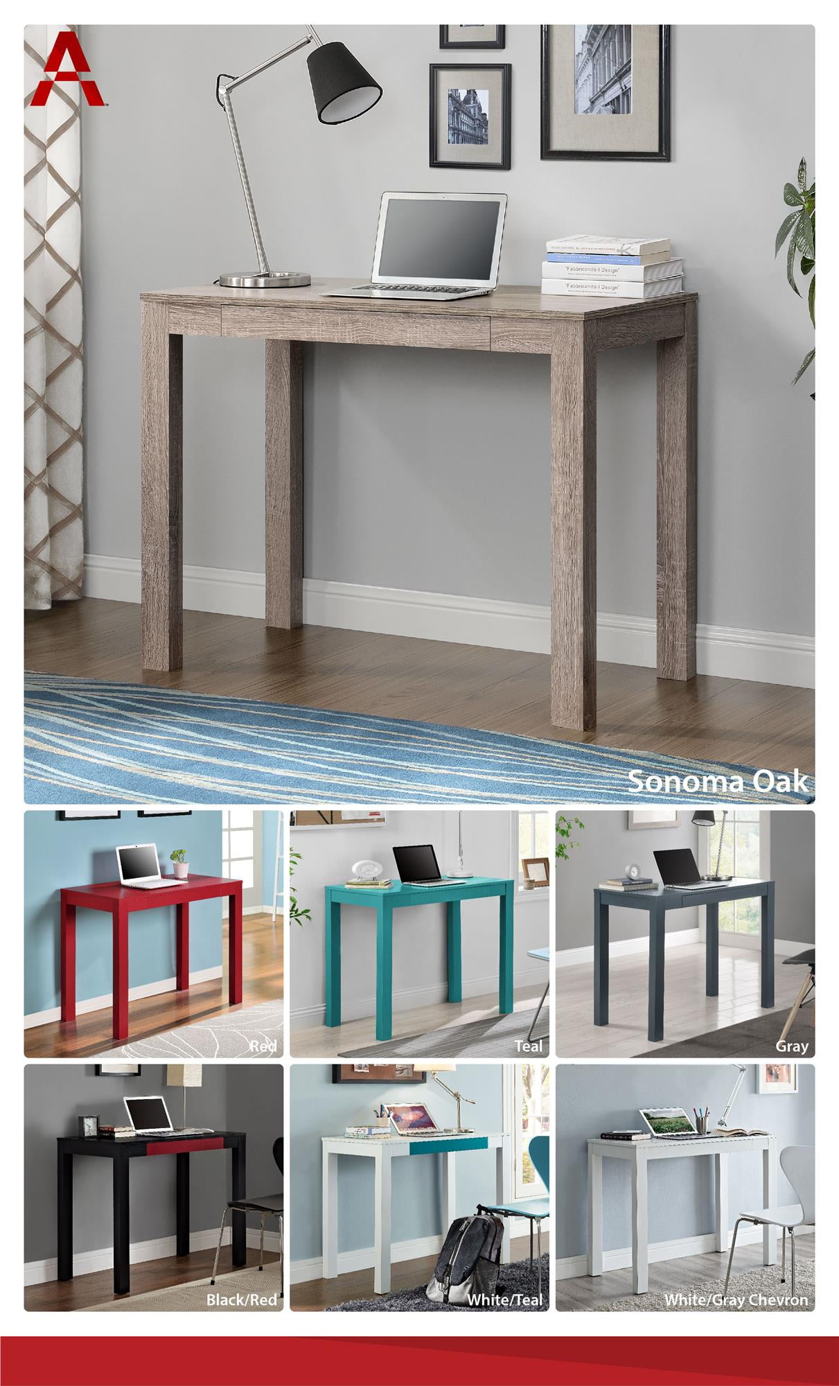 Ameriwood Home Parsons Computer Desk with Drawer Teal Walmart
