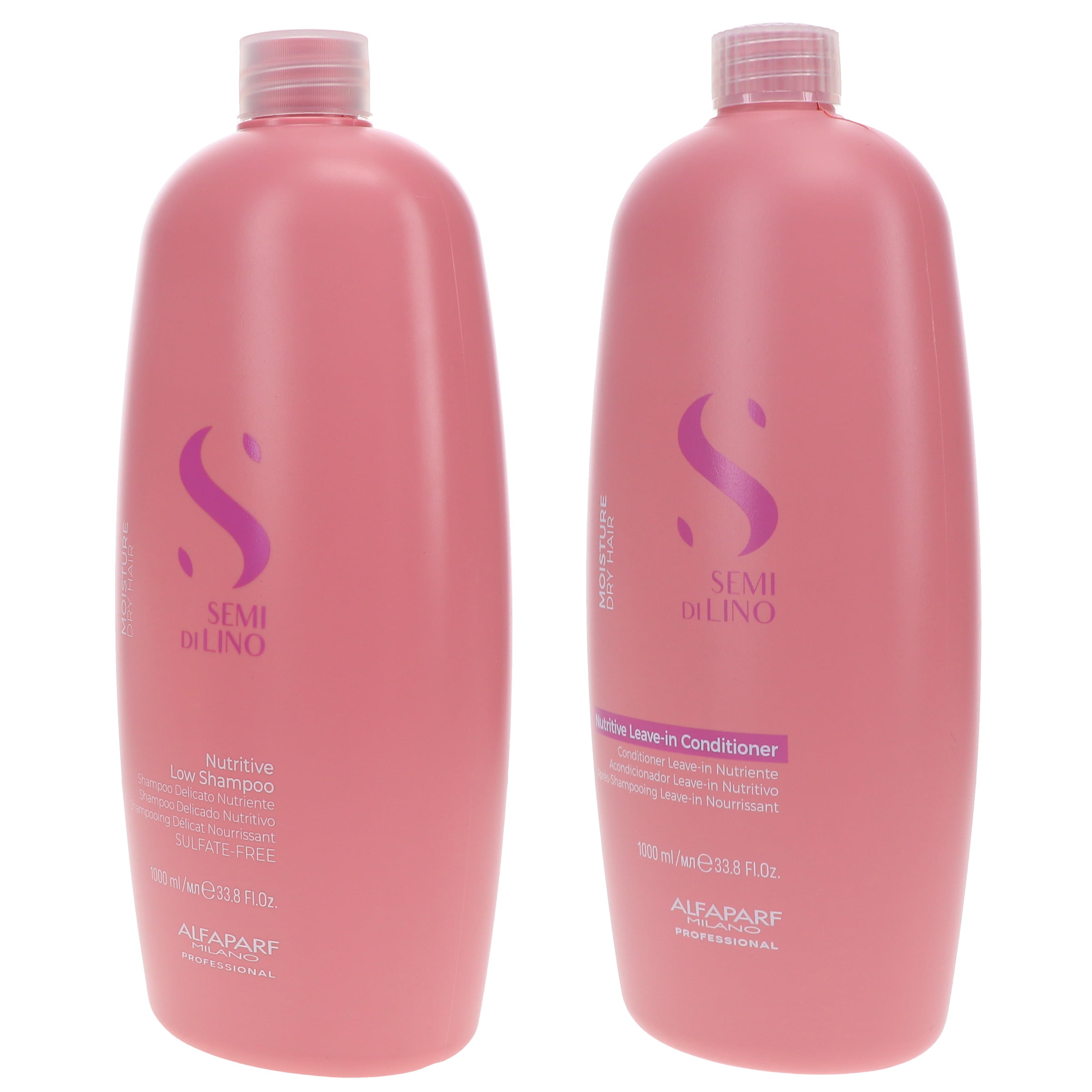 Alfaparf Milano Semi Di Lino Moisture Nutritive Low Shampoo 33.8 oz & Leave-in Conditioner 33.8 oz Combo Pack