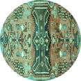 thumbnail image 1 of Ahgly Company Machine Washable Indoor Round Animal Turquoise Blue Traditional Area Rugs, 8' Round, 1 of 4