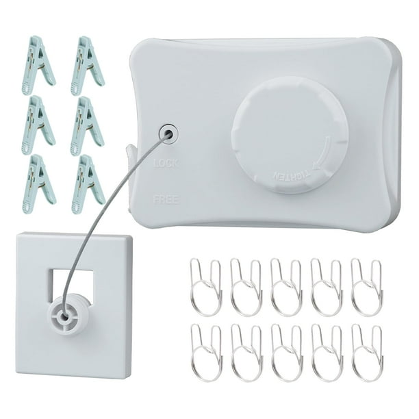 Tendedero retráctil Qiviluto para interiores y exteriores de 5 m con clips