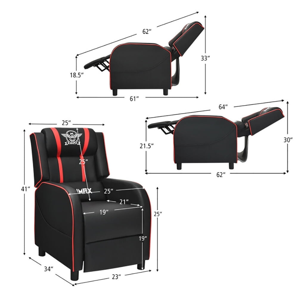 Finihen Massage Recliner Chair, Massage Racing Gaming Single Recliner Chair, for Gaming Room, Home Theater, Red Finihen Massage Recliner Chair, Massage Racing Gaming Single Recliner Chair, for Gaming Room, Home Theater, Red