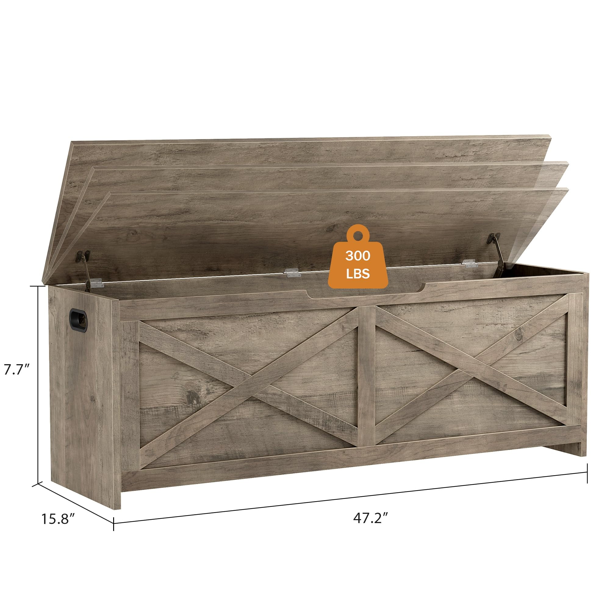 Huisuilinss Storage Chest,47" Wood Storage Bench,Large Storage Trunk,Farmhouse ToyChest,Shoe Bench With Safety Hinges For Entryway Living Room Bedroom