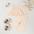 thumbnail image 2 of NOLDARES Toddler Baby Girl Clothes Cute Long Sleeve Sweatshirt Fall Winter Outfits Kids Pullover Pants 2Pcs Set(Beige,6-9 M), 2 of 6