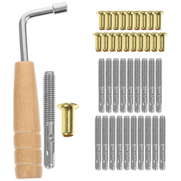 Lyre Harp Tuning Peg Set - 10Pcs String Pegs with Wrench (Solid Brass Replacement Parts for 7-16 String Harps)