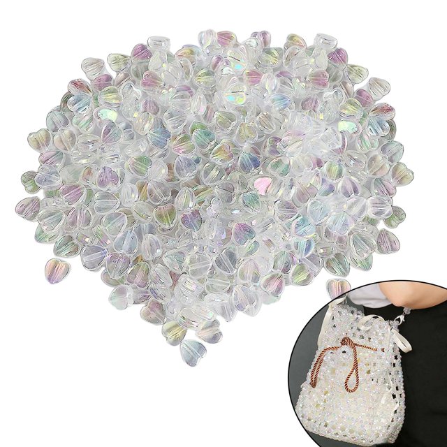 500 piezas de de acrílico, de transparentes, pequeñas y encantadoras de colores AB, para joyería de bricolaje, fabric Corazón de 9 mm Baoblaze Cuentas de Acrílico