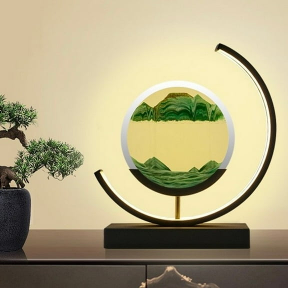 3D LED Sand Art with USB, 3D Hourglass Glass Sculpture, Sand Painting, Sand Lamp – Green