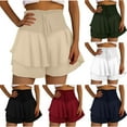 thumbnail image 2 of Vhkiploz Summer Shorts for Women High Waist Ruffle Flowy Mini Skirts tretchy Waist Solid Lined Layered Pleated Casual Beach Short Skirt, 2 of 9