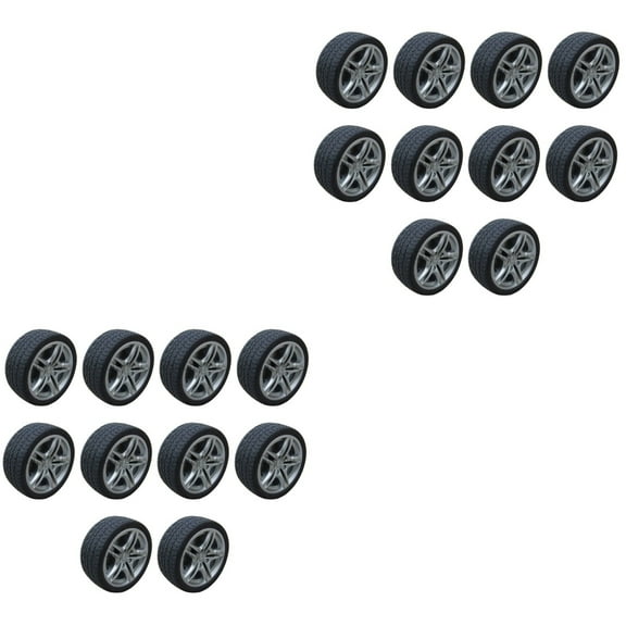 Set of 2 Miniature Tires Toys Toy Car Accessories 4.8*4.8*1.9cm Black