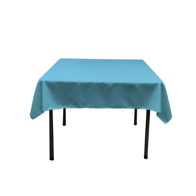 LA Linen TCpop52x52-TurquoiseDrkP52 Nappe Carrée en Popeline de Polyester, Turquoise Foncé - 52 x 52 Po.