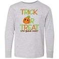 thumbnail image 3 of Inktastic Trick or Treat Now Gimme Candy with Halloween Pumpkin Long Sleeve Youth T-Shirt, 3 of 5