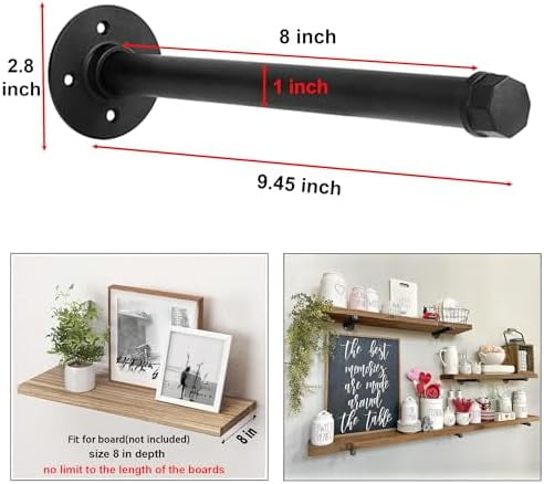 Industrial Pipe Shelf Brackets 10 Pack Wall Mount DIY Shelving Brackets 8 in Pipe Decor Wall Rustic Garment Rack Floating Shelf Bracket