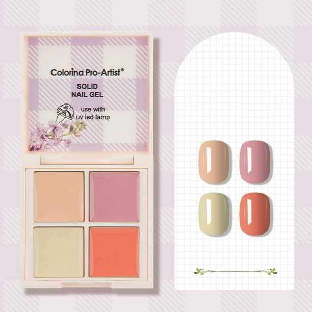 Fiudx Latas de Fototerapia con Pegamento para Esmalte de Uñas Sólido 4 Colores, Color Crema Sólido, Pegamento Pintado