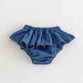 thumbnail image 2 of WAYUTE Shorts for Girls Elastic Waisted Solid Color Denim Ruffle Skort Summer Shorts with Layered Cake for Toddler Kids Play Casual Clothes,Sky Blue, 2 of 4