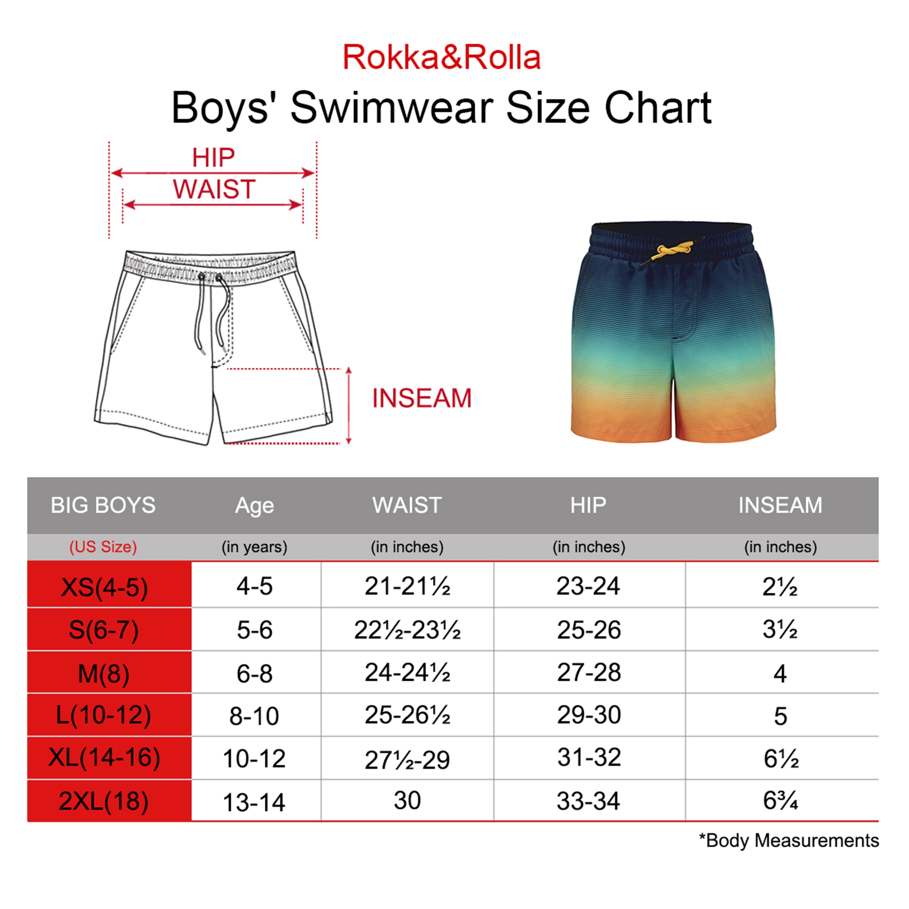 Rokka&Rolla Boys' Swim Shorts with Compression Liner