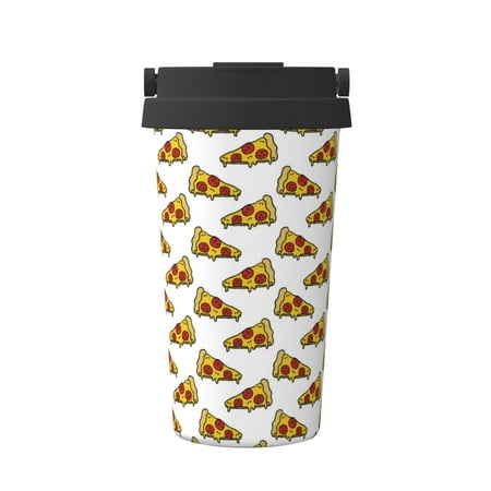 

Xecao Pizza Pattern Insulated Coffee Mug with Handle & Flip Thermos Mug Water Bottle Coffee Tumbler Cup