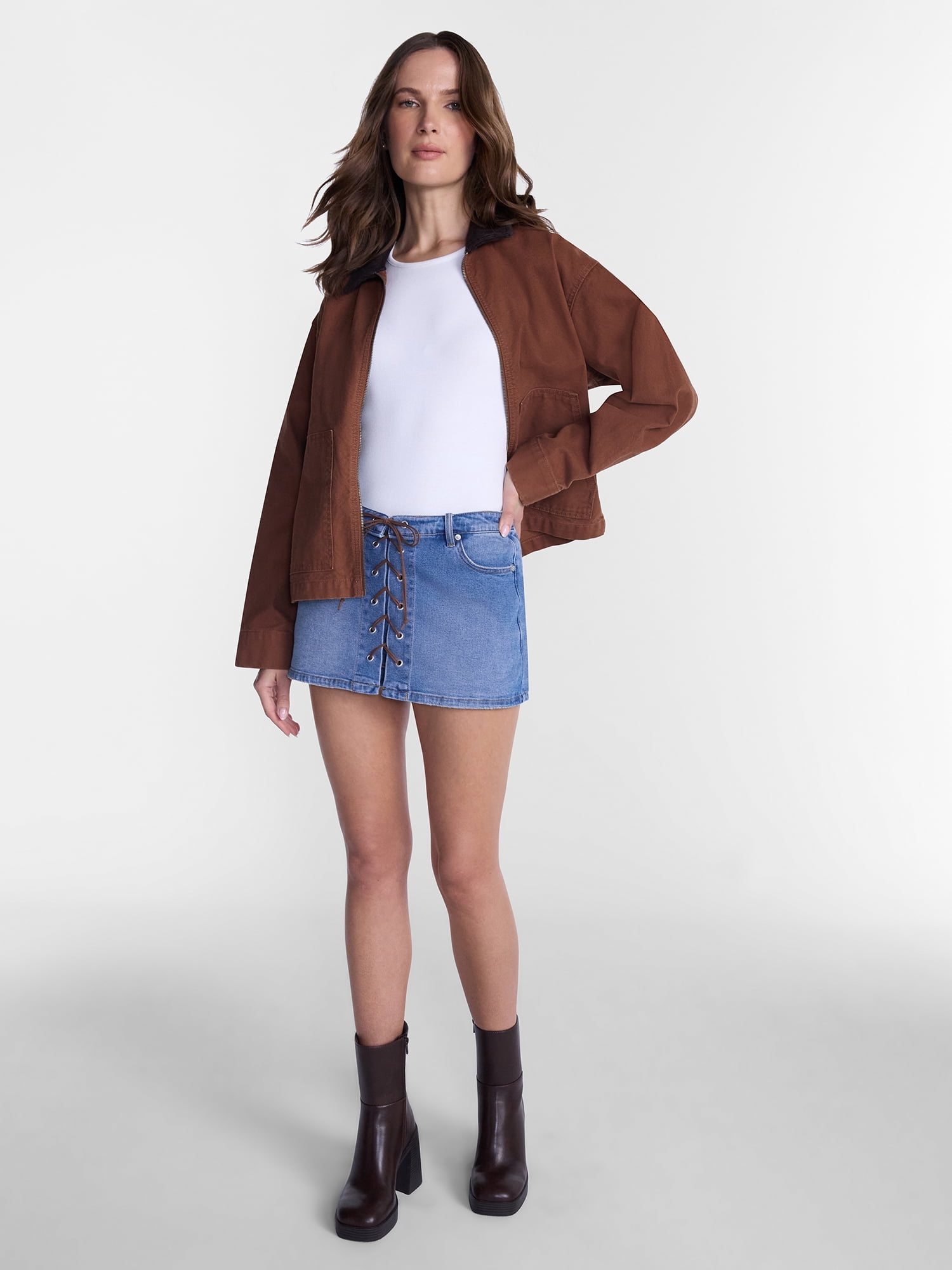 Madden NYC Women’s Lace Up Denim Mini Skort, Sizes XXS-XXL
