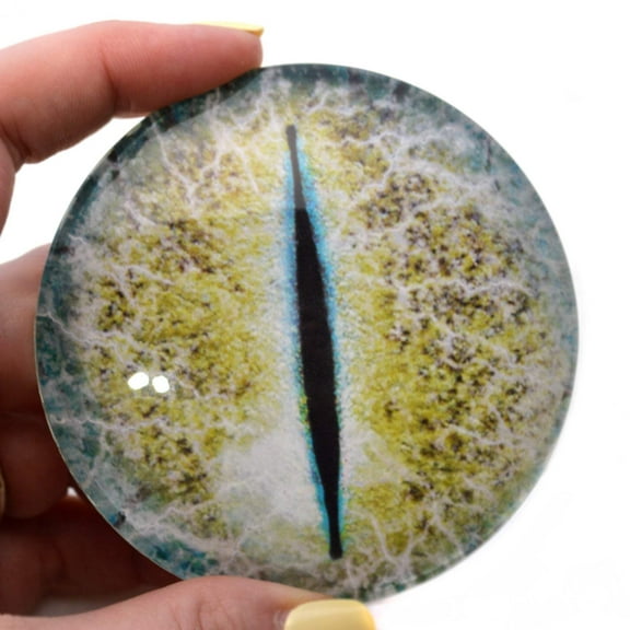 Giant 78mm Crackling Blue and Yellow Dragon Glass Eyes