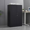 thumbnail image 3 of Sesslife Metal Storage Cabinet with Locking Doors and Adjustable Shelves, Freestanding Lockable Utility Filing Cabinet, 42 Inches Tall Folding Tool Cabinet for Office, Home, School, Garage, Black, 3 of 9