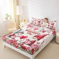 thumbnail image 3 of Castle Fairy Cartoon Gnome 3pcs Twin Sheet Sets,Valentine's Day Twin Fitted Sheet,Pink Rose Breathable Flat Sheet,Microfiber Girls Bedroom Decor, 3 of 7
