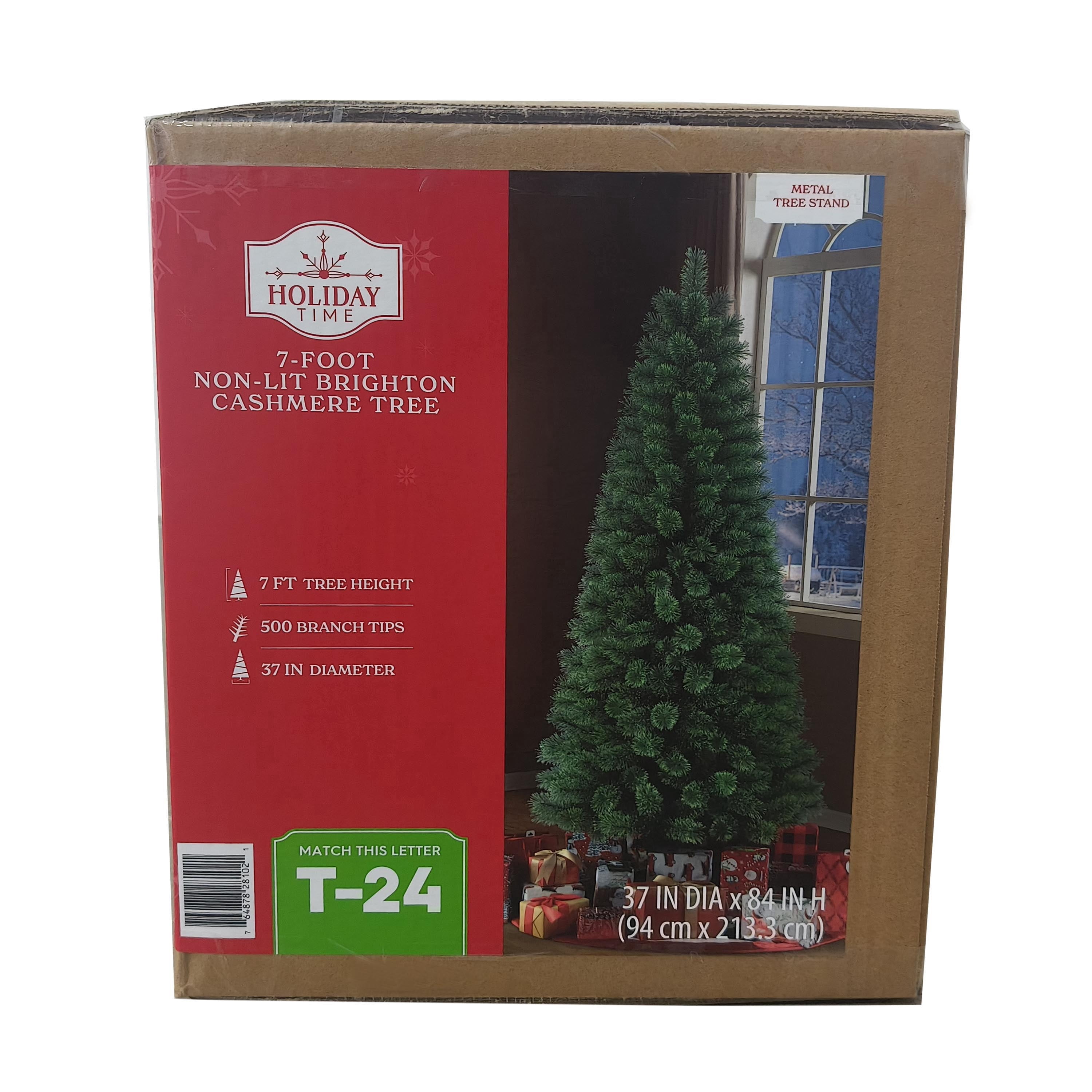 7' Non-Lit Brighton Cashmere Green Artificial Christmas Tree with Stand, by Holiday Time
