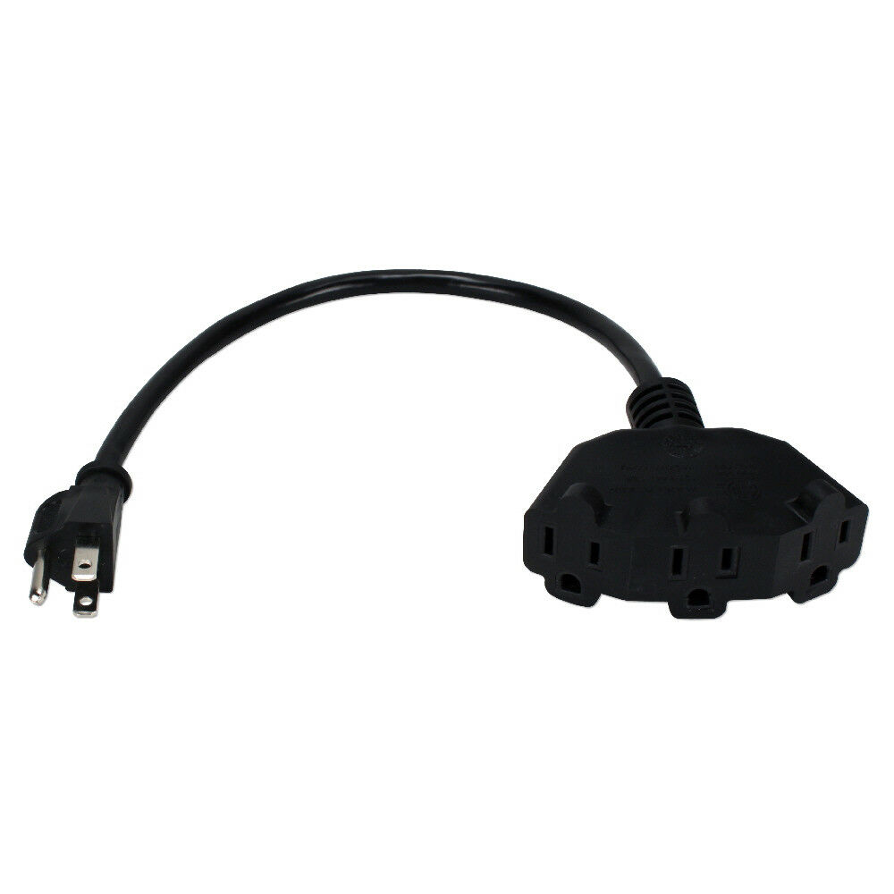 QVS 12inch Outlet Saver Standard AC Power Splitter Adapter for 3