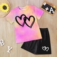 thumbnail image 2 of mgoYE Toddler Girl Outfits 5t Girls Clothes Summer Short Sleeves & Heart Shorts Kids 2PCS Outfits Teen Girls' Clothing Sets(Pink,11-12 Years), 2 of 4