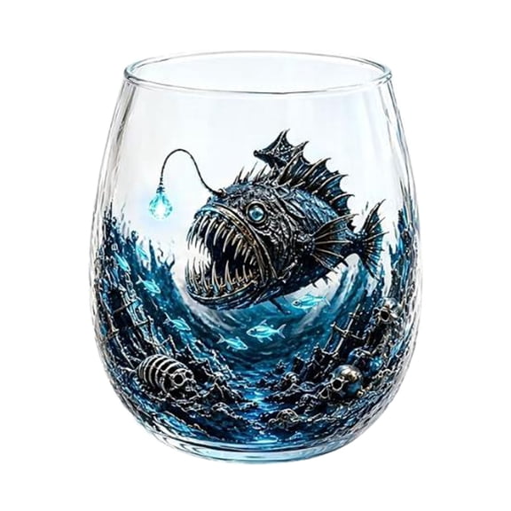 3D Ocean Animal Artisan Glassware, Handcrafted Marine Animal Bar Glass, Novelty Ocean Drinking Glass for Cocktails Coastal Home Decor Gift for Ocean Lovers