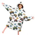 thumbnail image 4 of Monster Cartoon Truck White Pattern Lamb Fleece Blanket Hoodies for Teens ,Teens Oversize Sherpa Wearable Hooded Blanket Sweatshirt with Super Pockets, 4 of 6