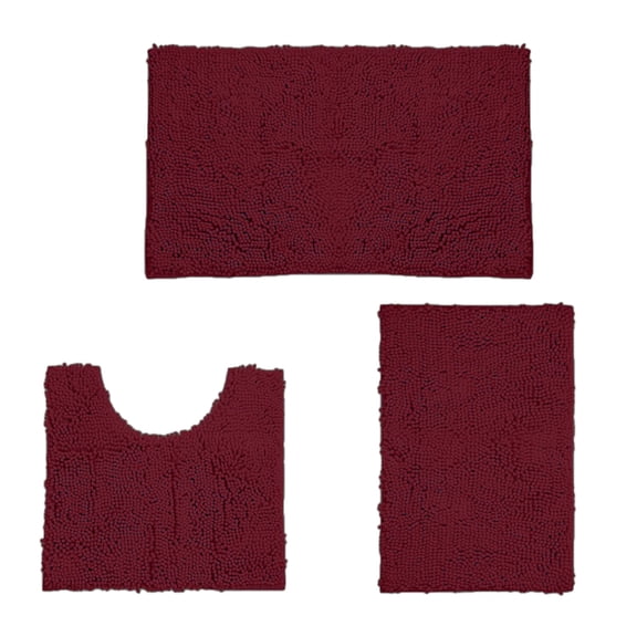 Leodye 3 Piece Set Bathroom Non-Slip Floor Mat , Water-Absorbent Quick-Dry Mat for Doorway -16x23.62in 19.68x19.68in 19.68x31.49in