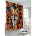 thumbnail image 5 of Fall Orange Maple Leaves Waterproof Fabric Shower Curtain, Autumn Forest Animal Fox Shower Curtain for Bathroom Curtains Bathtubs Hotel Washable Shower Curtains with 12 Hooks Standard 72x72, 5 of 6