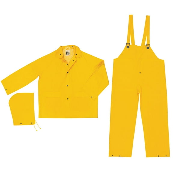 MCR Safety FR2003 Classic, .35mm PVC/Polyester 3 pc suit,Snap Jacket  Bib Pant, Limited Flammability