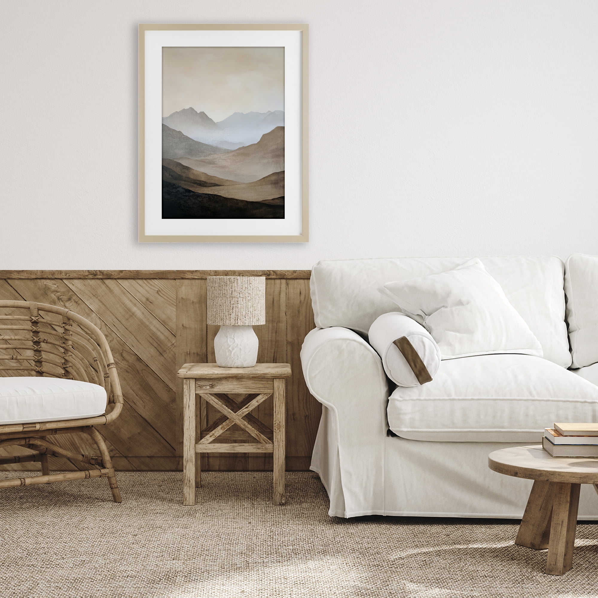 Stupell Industries Foggy Mountains Over Valley Birch Framed Print Under Glass, design by Petal Prints Design