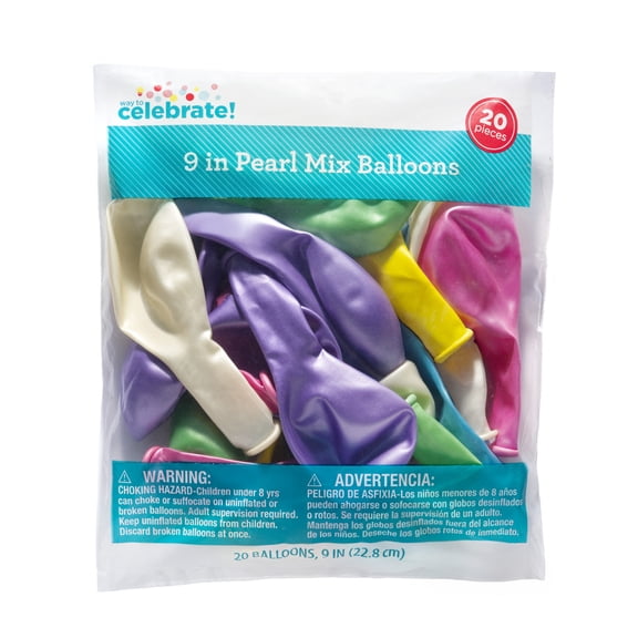 9" Assorted Pearl Mix Latex Balloons, 20 Pieces, by Way To Celebrate