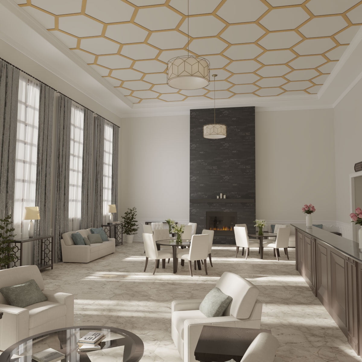 81 7/8"W x 47 1/4"H x 3/8"T King Size Westmore Decorative Fretwork Wood Ceiling Panels, Wood (Paint Grade)