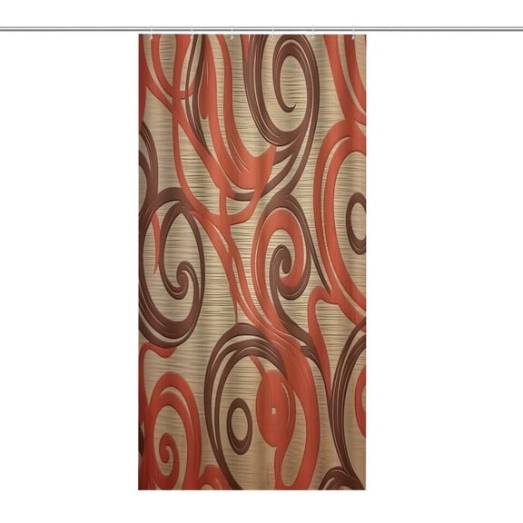 RKSupls Waterproof Shower Curtain, Red Brown Swirls Abstract Painting Polyester Shower Curtain with Hooks for Chic Elegant Home Bathtub Bathroom Decor Washable