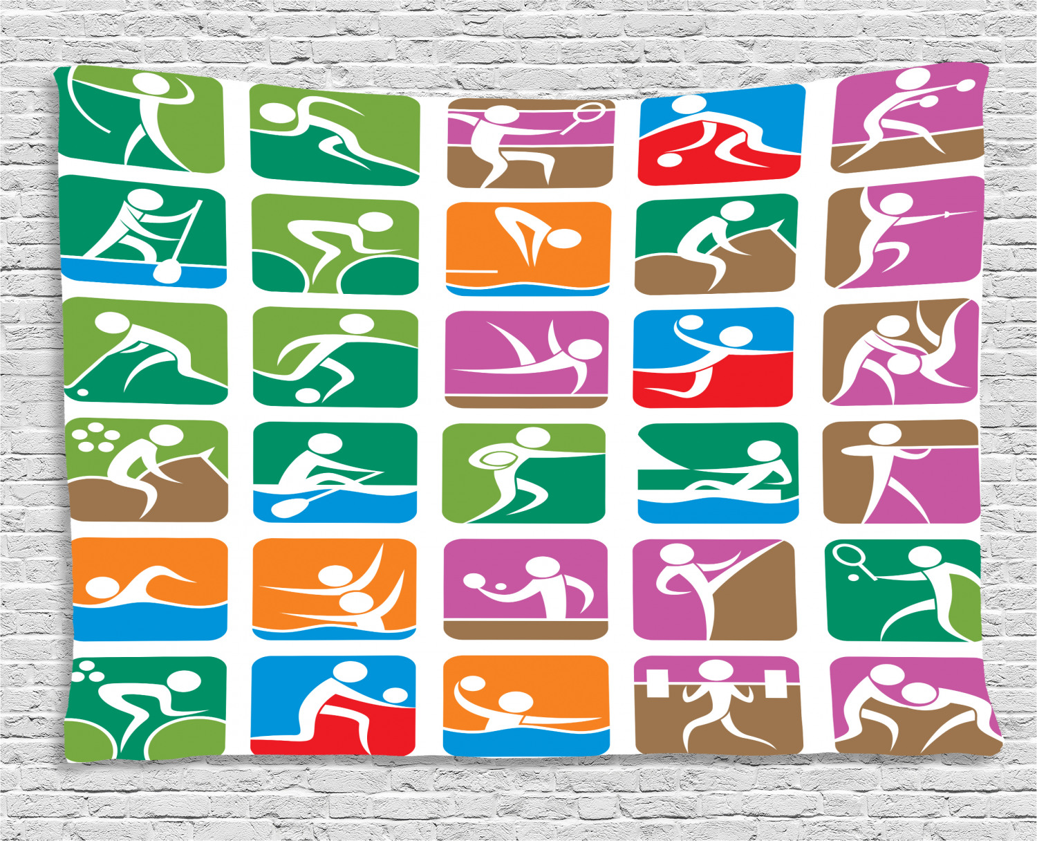 Olympics Decorations Tapestry Pictograms Of The Summer Sports Sailing Wrestling Boxing Art Image Wall Hanging For Bedroom Living Room Dorm Decor