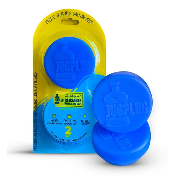 The Jug Plug Original Silicone Water Jug Cap, 2-Pack, for Standard 5-Gallon Water Bottles