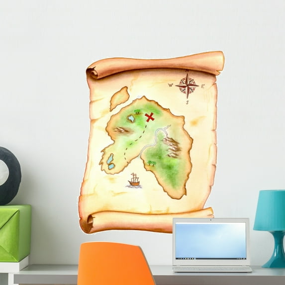 Treasure Map Wall Decal by Wallmonkeys Peel and Stick Graphic (24 in H x 19 in W) WM88668