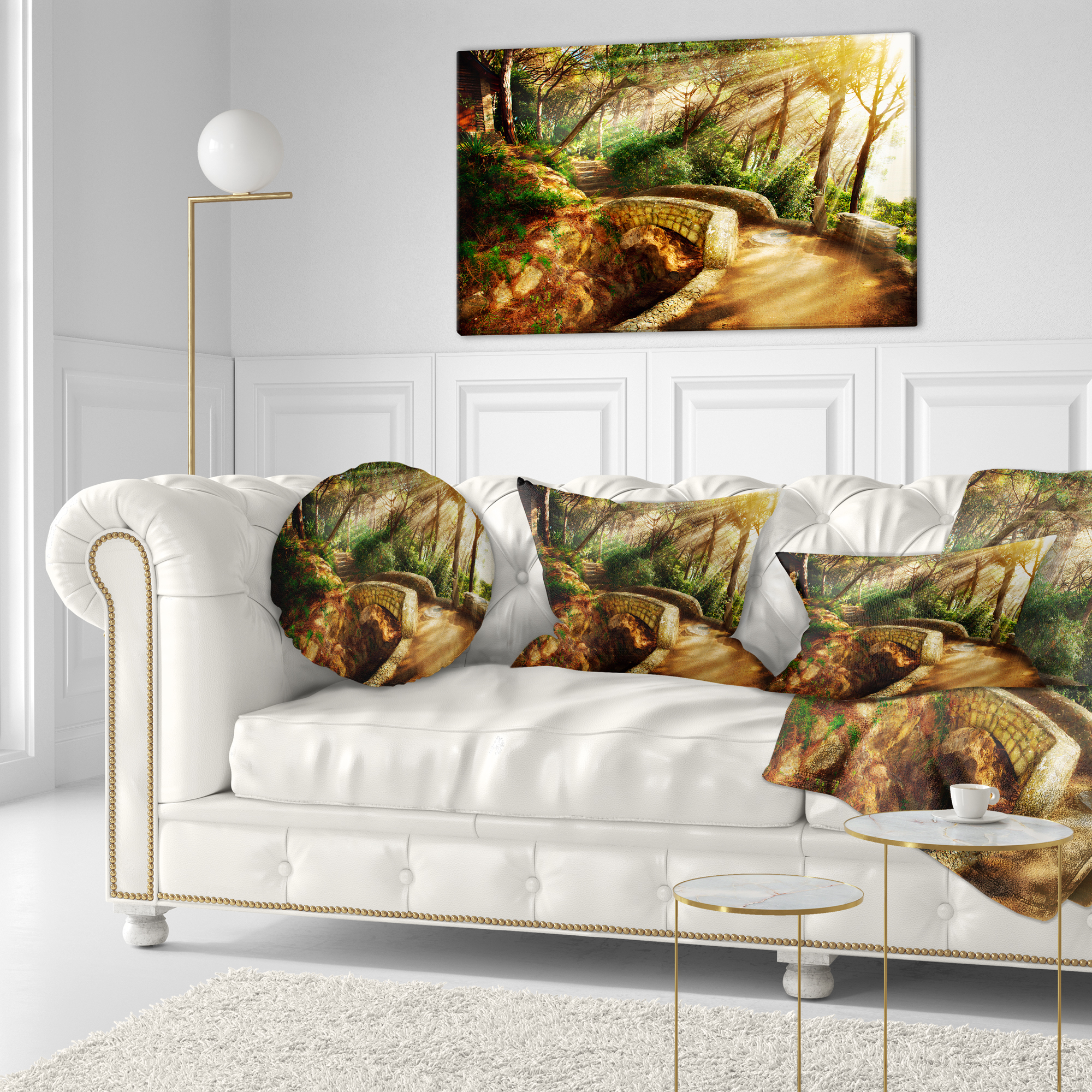 Designart Bright Sun in Mystical Park - Landscape Printed Throw Pillow - 12x20