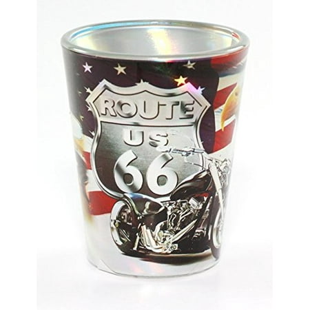 - Route 66 Metallic Eagle Biker Full Wrap Shot Glass