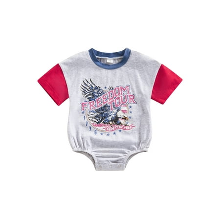 

Independence Day Baby Boys Onesie Newborn Infant Summer Outfit Jumpsuit Bodysuit Eagle Print Short Sleeve Romper