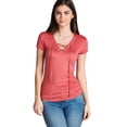 thumbnail image 2 of Ladies Short Sleeve Lace Up Side Shirring Rayon Spandex Jersey Top, 2 of 2